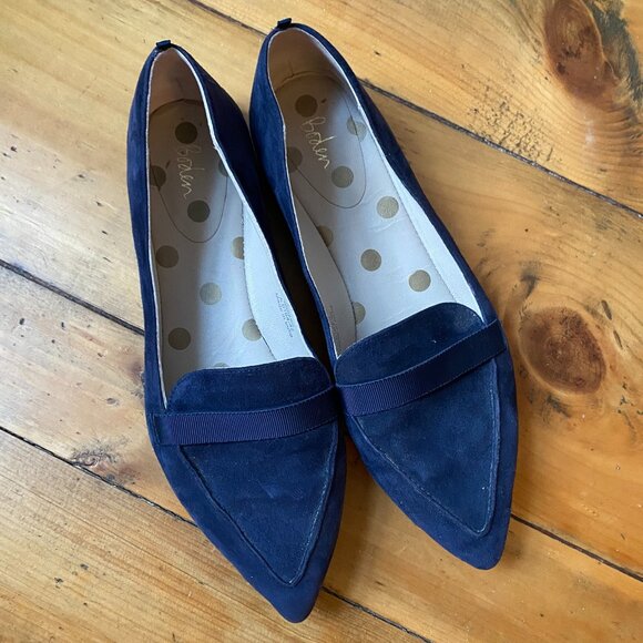 Boden Blue Suede Pointed Toe Flats - Picture 1 of 6